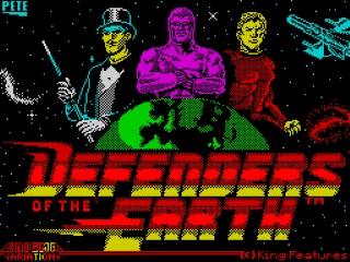 Defenders of the Earth title screen for ZX Spectrum
